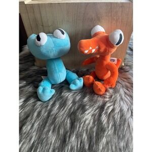 Rainbow Friends Orange Friend and Cyan Friend Collectible Plush Toys Used